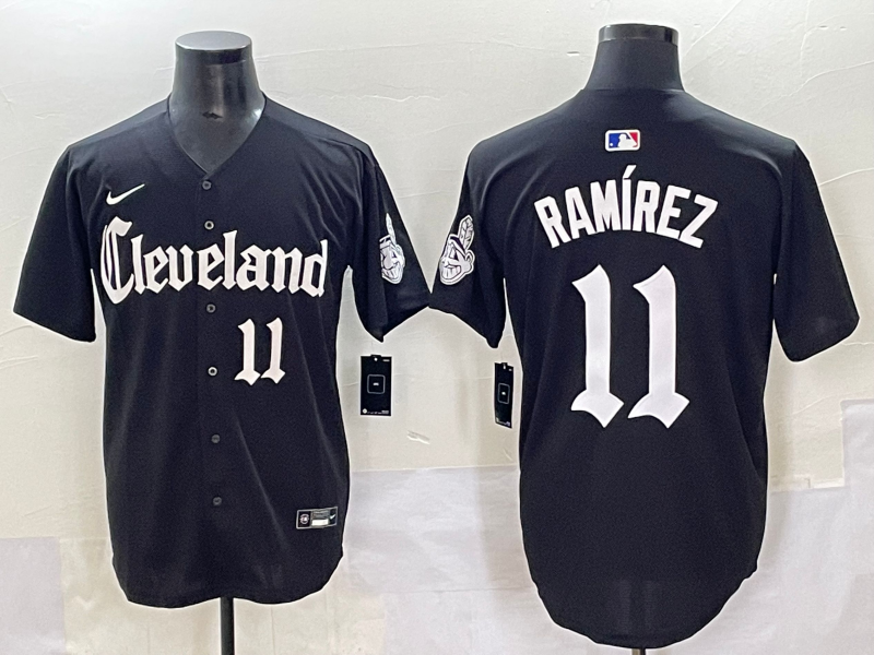 Men's Cleveland Guardians Jose Ramirez #11 Black Jersey
